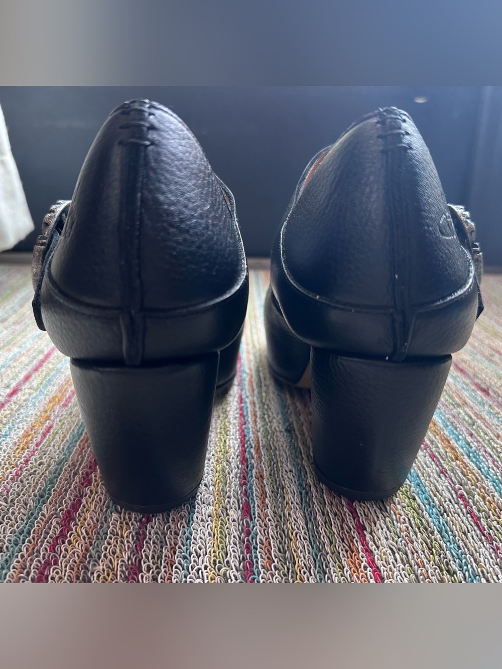 Fluevog NEW IN BOX Prepare Leader black pebbled leather platform MJ heel -10 - Picture 6 of 16